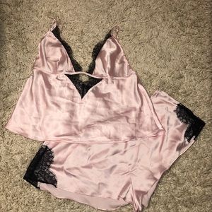 Satin crop cami and short sleep set